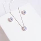 Colar de Prata 925 Azul Celeste Com Zircônias Cristais 45 cm