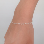 Pulseira Elo de Corações 18cm Prata 925