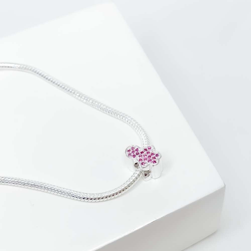 Berloque Separador Menina com Zircônia Pink Prata 925