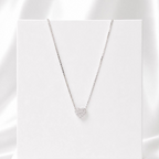 Colar Mini Coração Cravejado Cristal 6mm 40 cm Prata 925