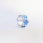 Berloque Mini Separador Flor Azul Prata 925