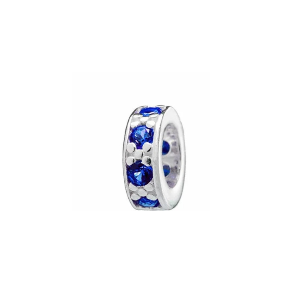 Berloque Mini Separador Zircônia Azul Prata 925