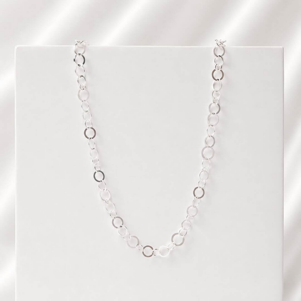 Corrente Elo Oval 45cm Prata 925
