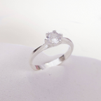 Anel de Prata 925 Solitário Cristal Liso