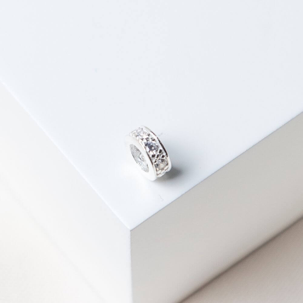Berloque Mini Separador Zirconia Cristal Prata 925