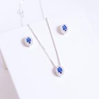 Colar de Prata 925 Azul Com Zircônias Cristais 45 cm