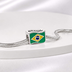 Berloque  Separador Bandeira do Brasil Prata 925