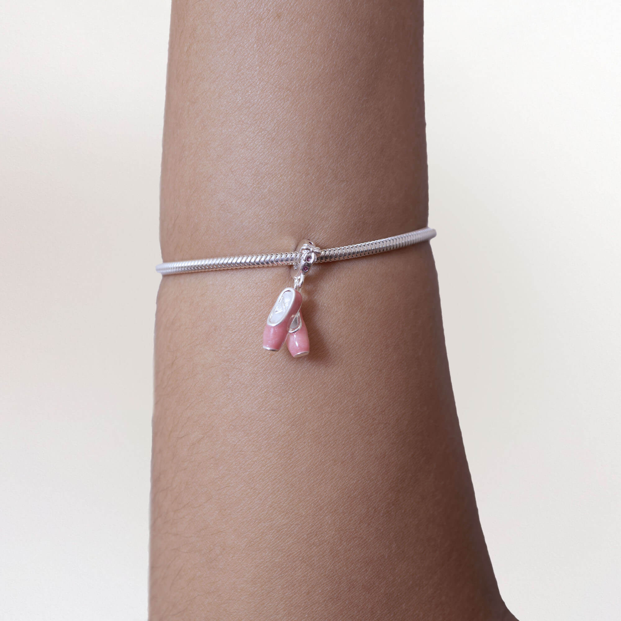 Berloque de Prata 925 Sapatilha de Ballet Rosa