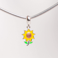 Berloque Girassol Amarelo Prata 925