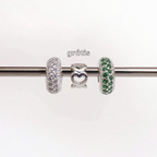 Leve 3 pague 2 - Kit de Berloques em Prata 925 com Separador Zircônia Cristal e Verde e Ganhe Mini Separador Corações