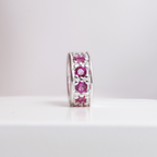 Berloque Mini Separador Zircônia Rosa Pink Prata 925