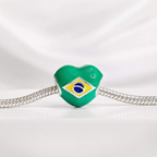 Berloque Separador Coração Brasil Prata 925