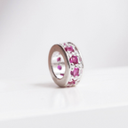 Berloque Mini Separador Zircônia Rosa Pink Prata 925