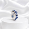Berloque Separador Zircônia Azul Prata 925