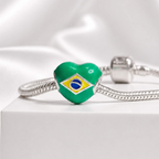 Berloque Separador Coração Brasil Prata 925
