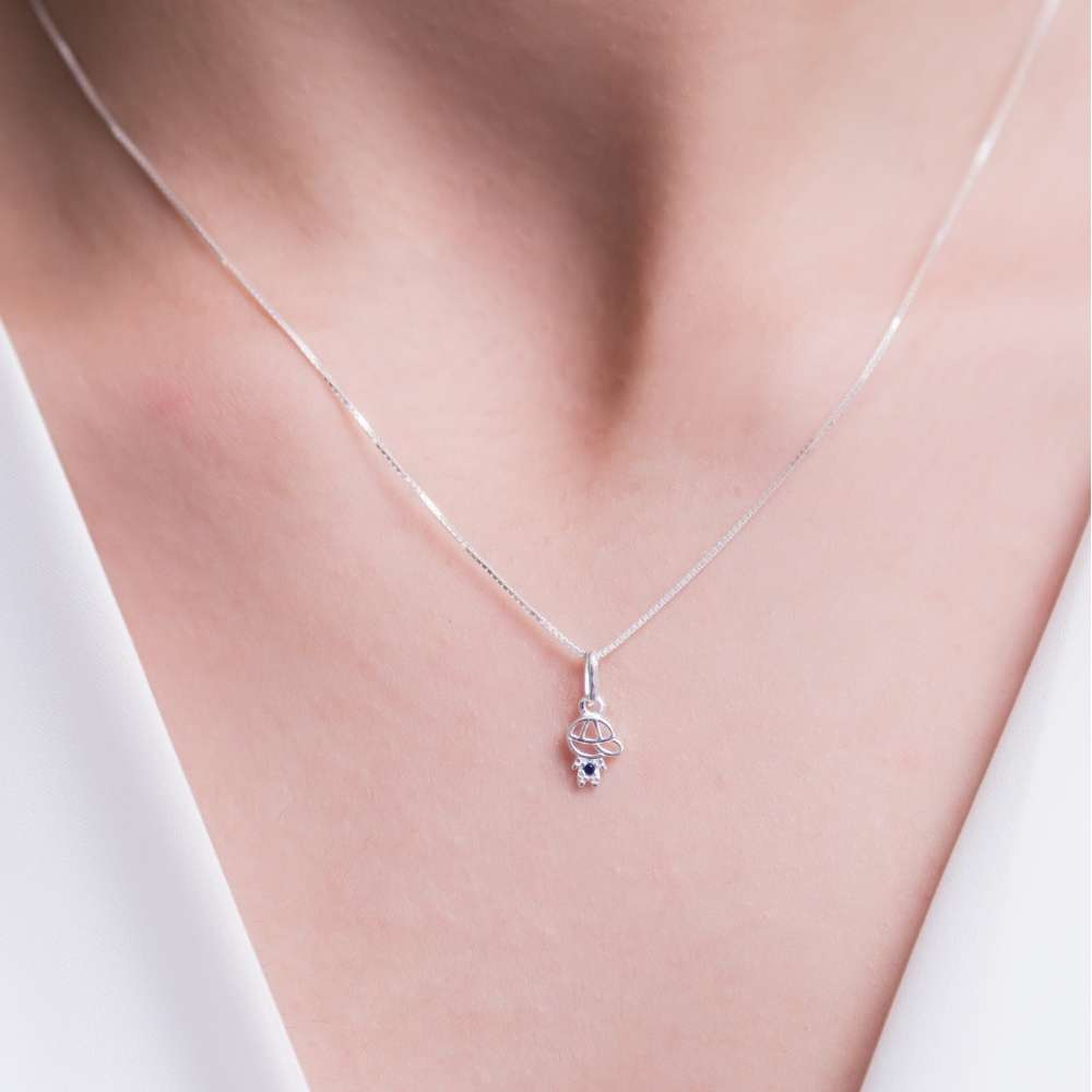 Colar Filho com Zircônia Azul Prata 925