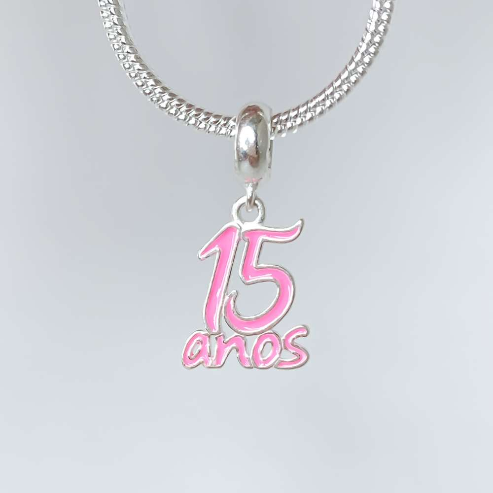 Berloque 15 Anos Rosa Prata 925