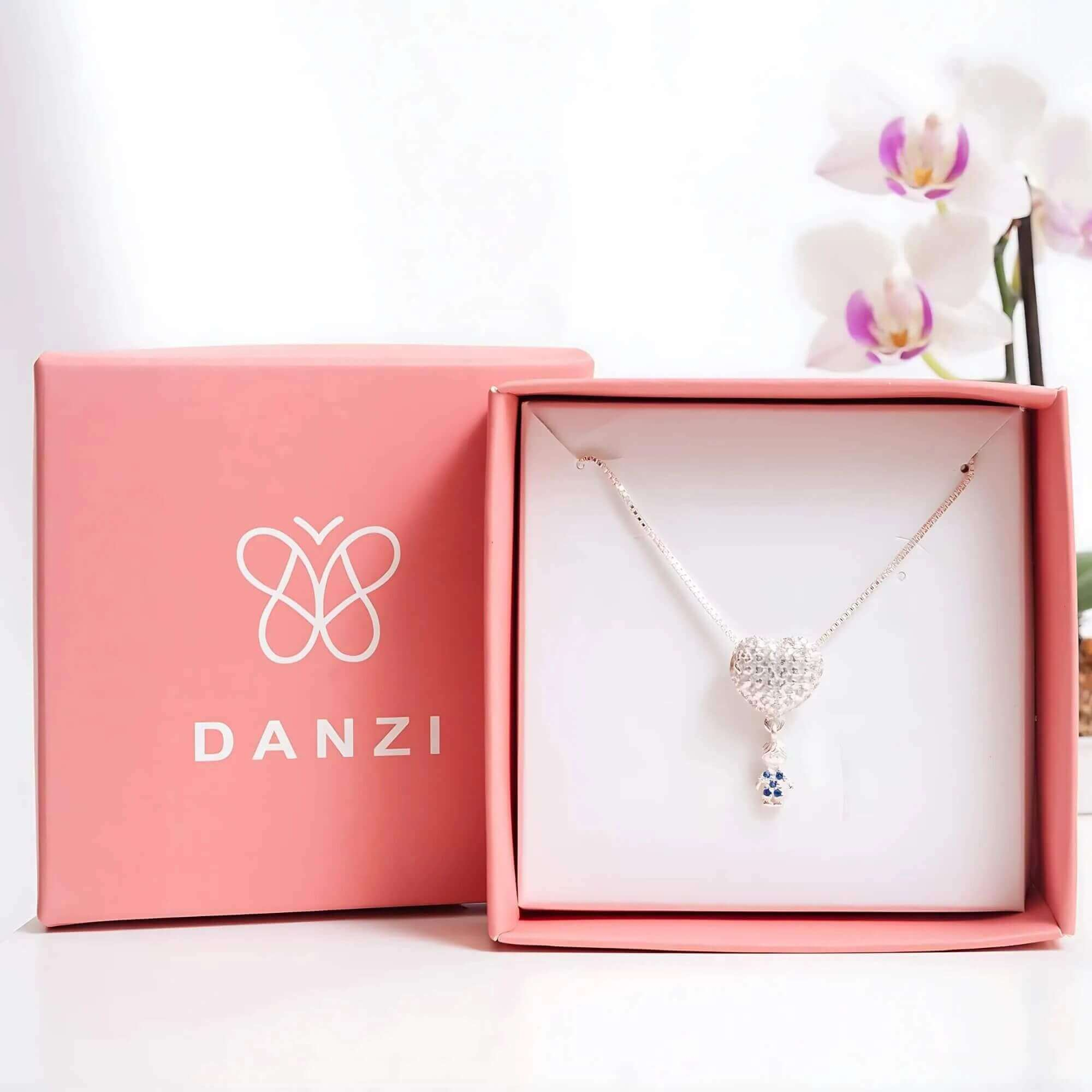 Kit Presente Prata 925 Colar Coração Cravejado com Menino Zircônias Azul