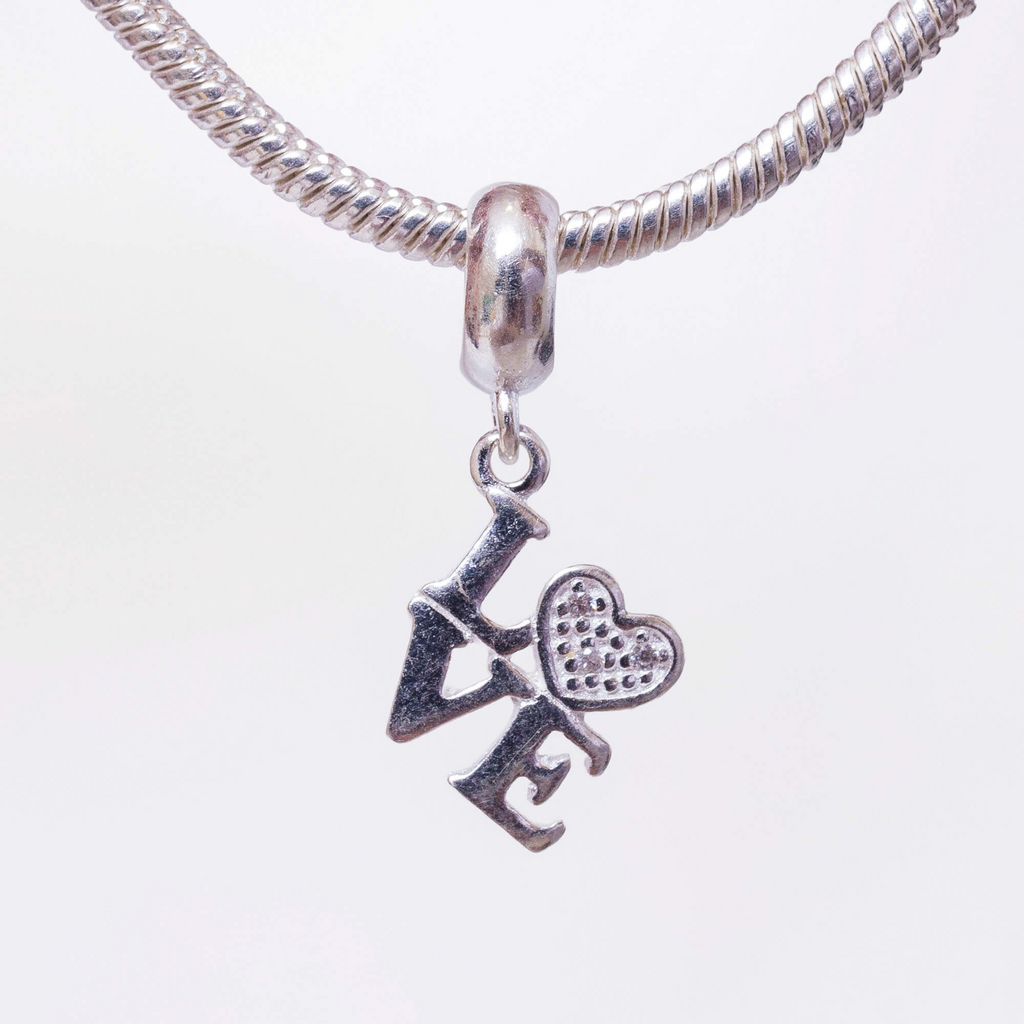 Leve 3 pague 2 - Kit de Berloques em Prata 925 com Casal, LOVE e Ganhe Mini Separador Corações