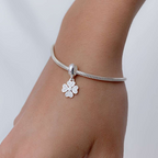 Berloque Trevo da Sorte com Zircônia Cristal Prata 925