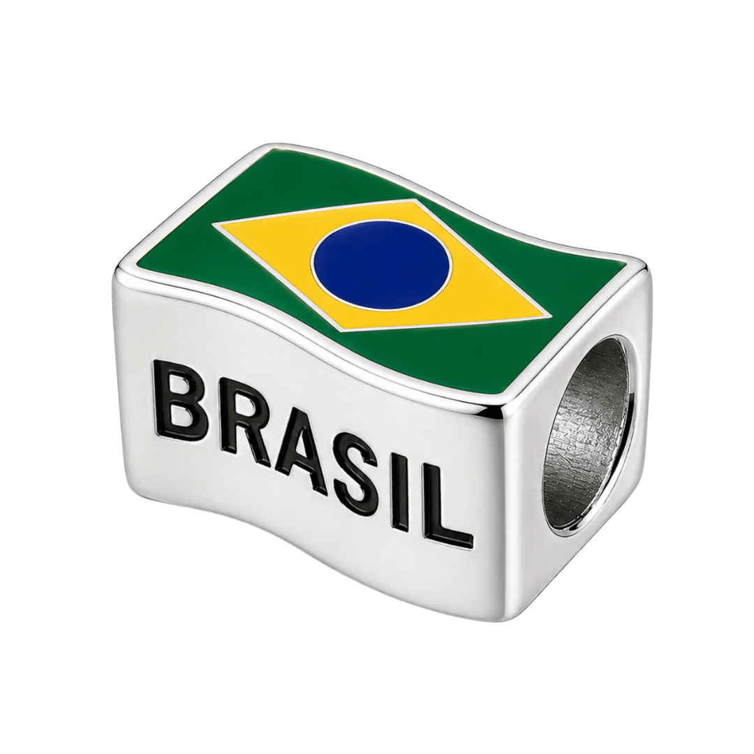 Berloque  Separador Bandeira do Brasil Prata 925