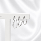 Trio de Brincos Argolas Corações Lisas Prata 925