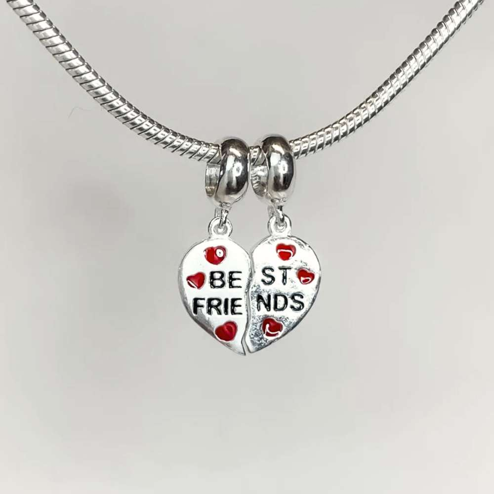 Berloque Best Friends Coração Dividido Prata 925