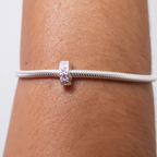 Berloque Mini Separador Zircônia Rosa Bebê Prata 925
