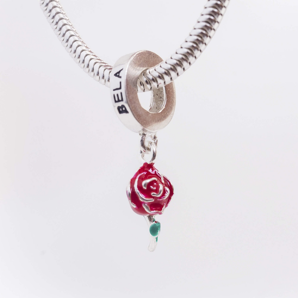 Berloque Rosa Encantada Prata 925