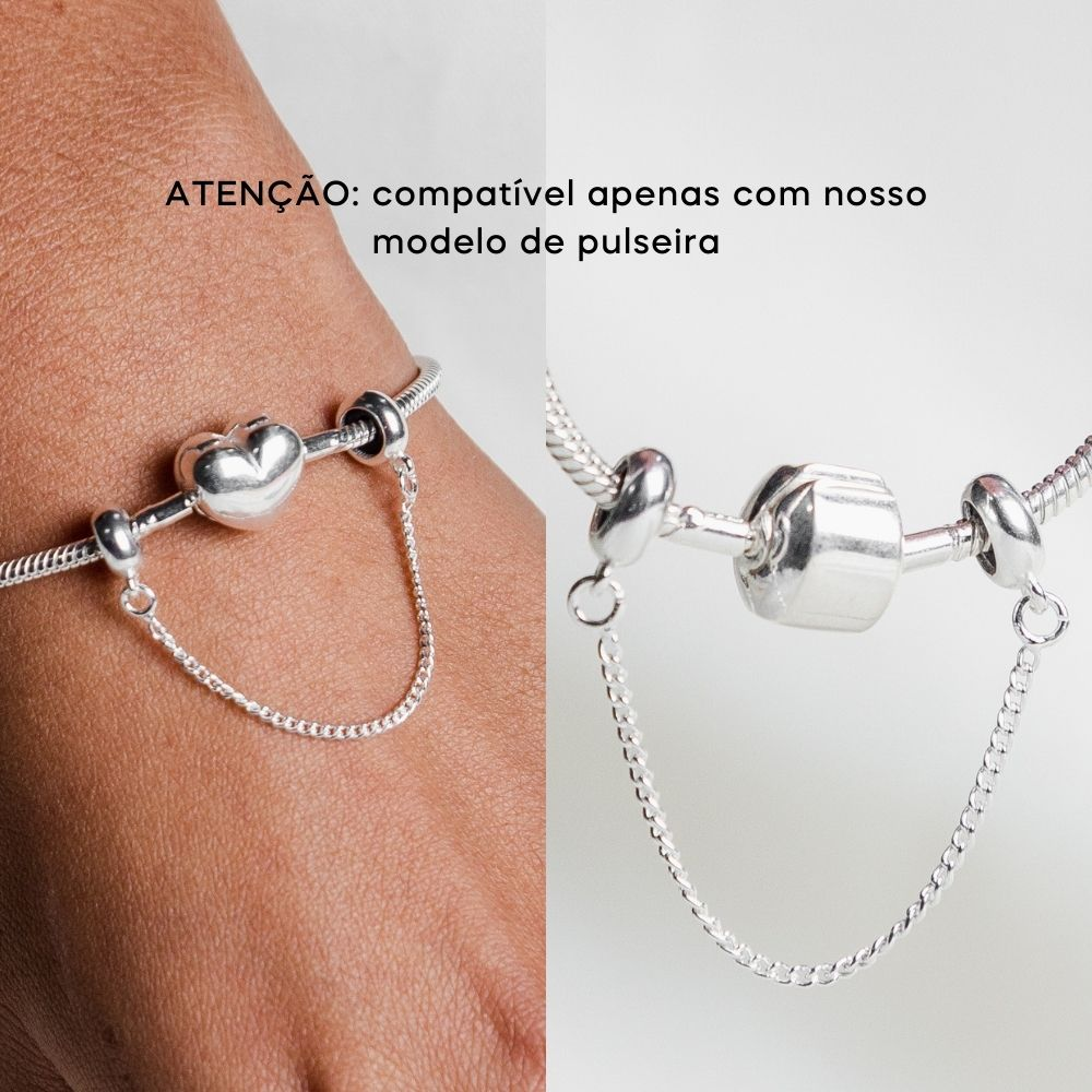 Corrente de Segurança Trava Silicone Prata 925