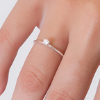 Anel Solitário Com Mini Zircônia Cristal Prata 925