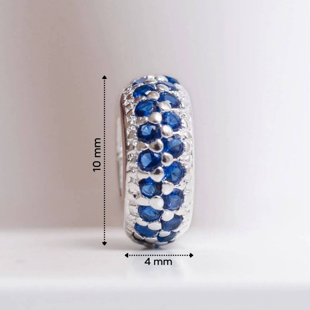 Berloque Separador Zircônia Azul Prata 925