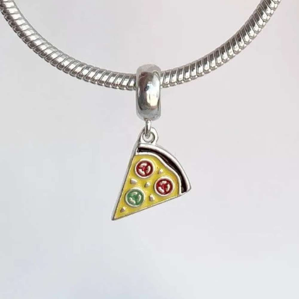 Berloque Pizza Colorida Prata 925