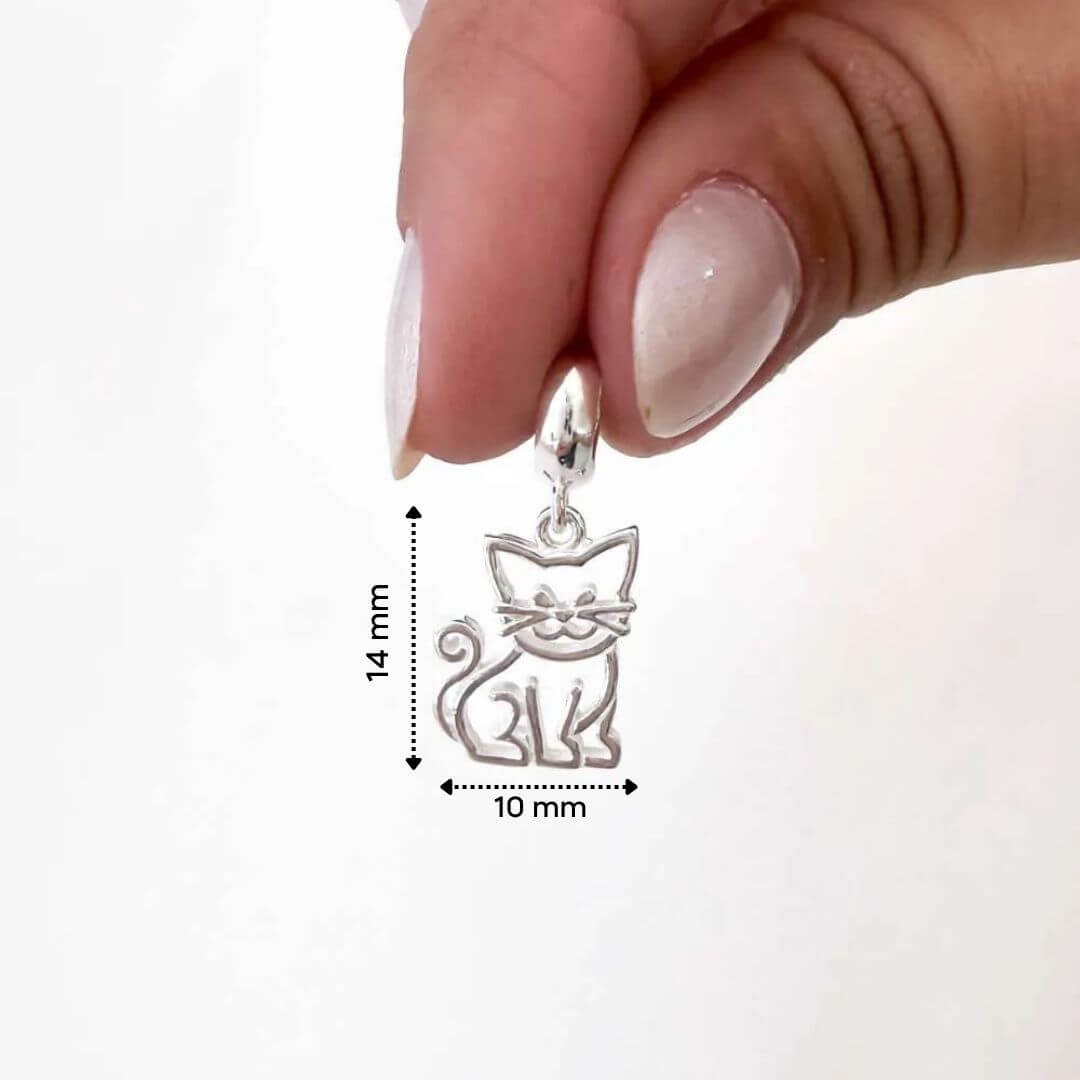 Berloque Gato Vazado Prata 925