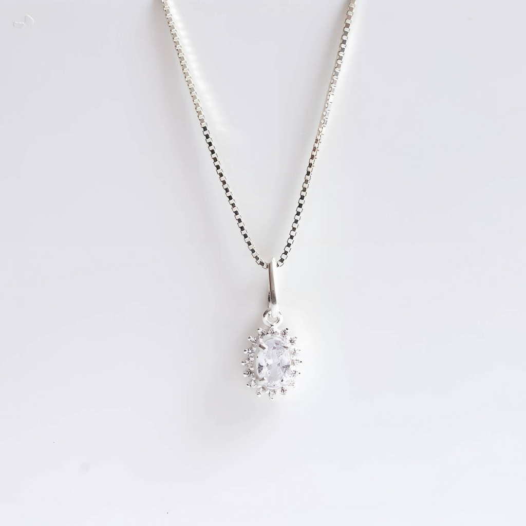 Colar Ponto de Luz Com Cravejado Cristal Prata 925