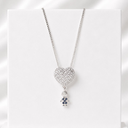 Colar Coração Cravejado com Menino Zircônias Azul Prata 925