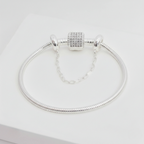Kit Pulseira Tradicional Cravejada + Corrente de Segurança Lisa Prata 925