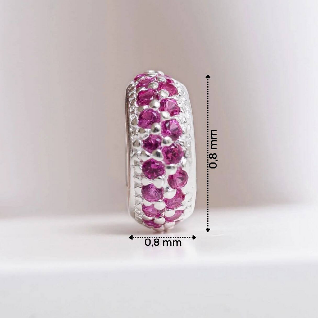 Berloque Separador Zircônia Rosa Pink Prata 925