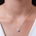 Colar Ponto de Luz Zircônia Cristal 8mm 45 cm Prata 925
