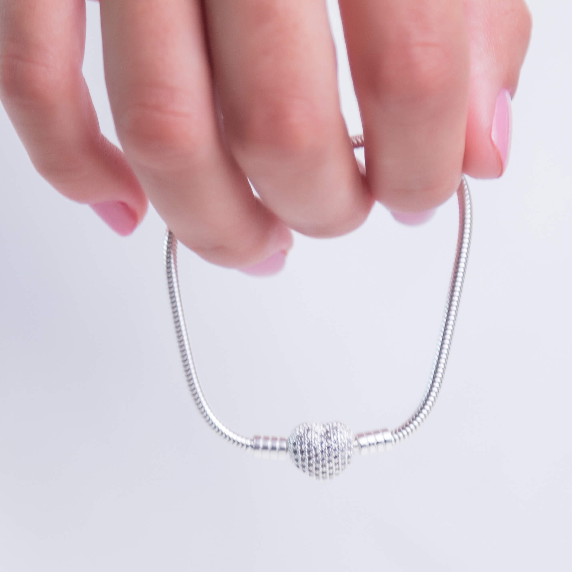 Pulseira de Berloque Coração Cravejado Com Zircônias Prata 925