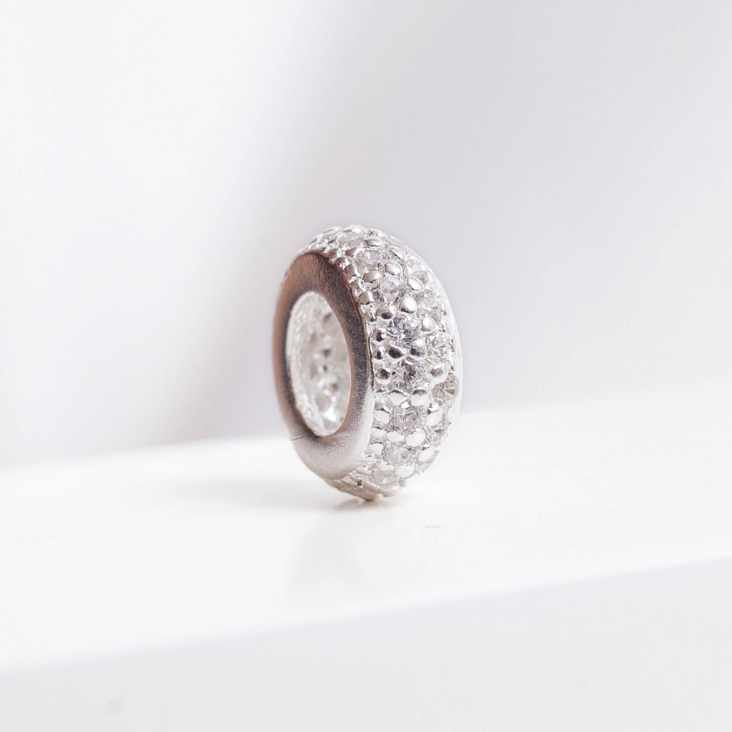 Berloque Separador Zircônia Cristal Prata 925