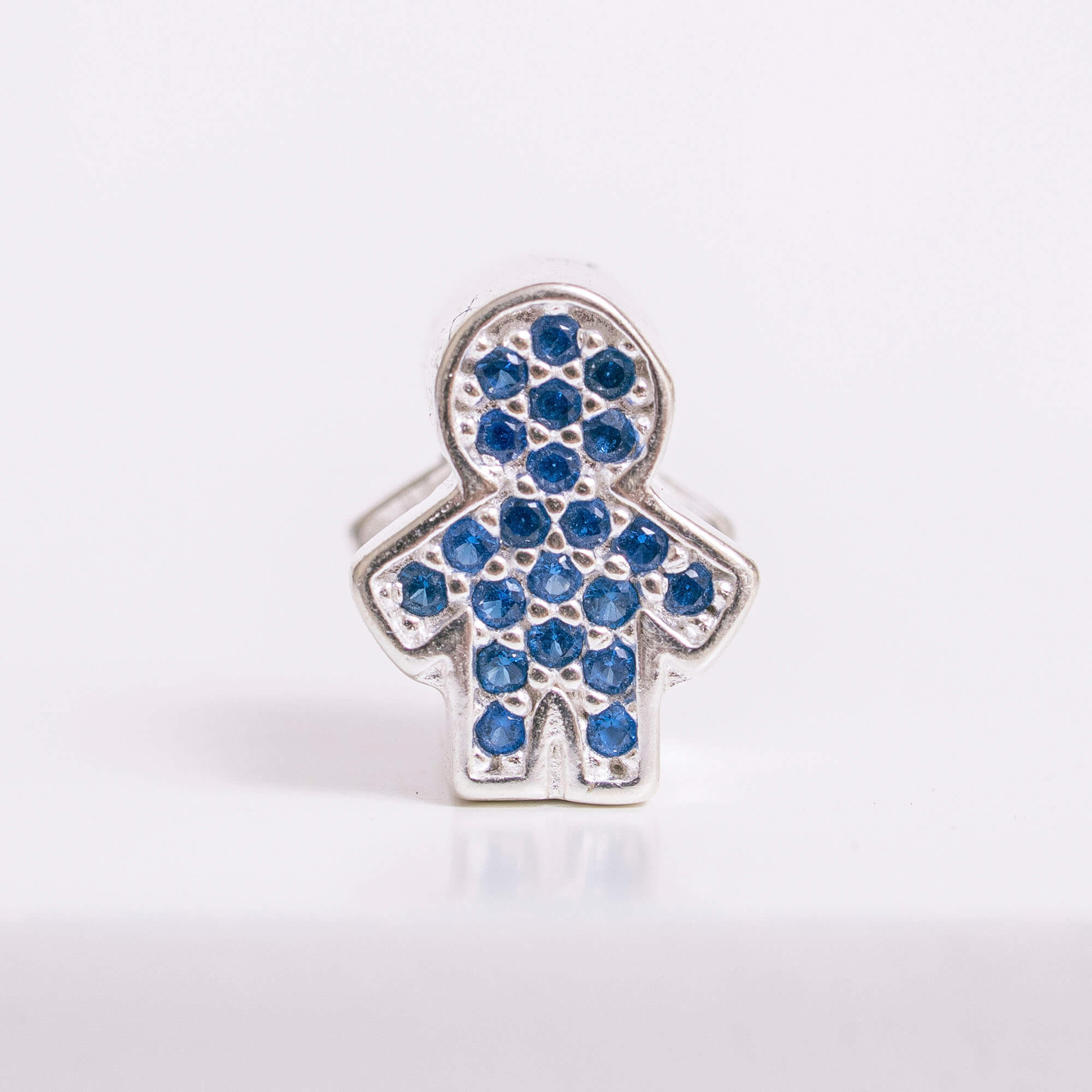 Berloque Separador Menino com Zircônia Azul Prata 925
