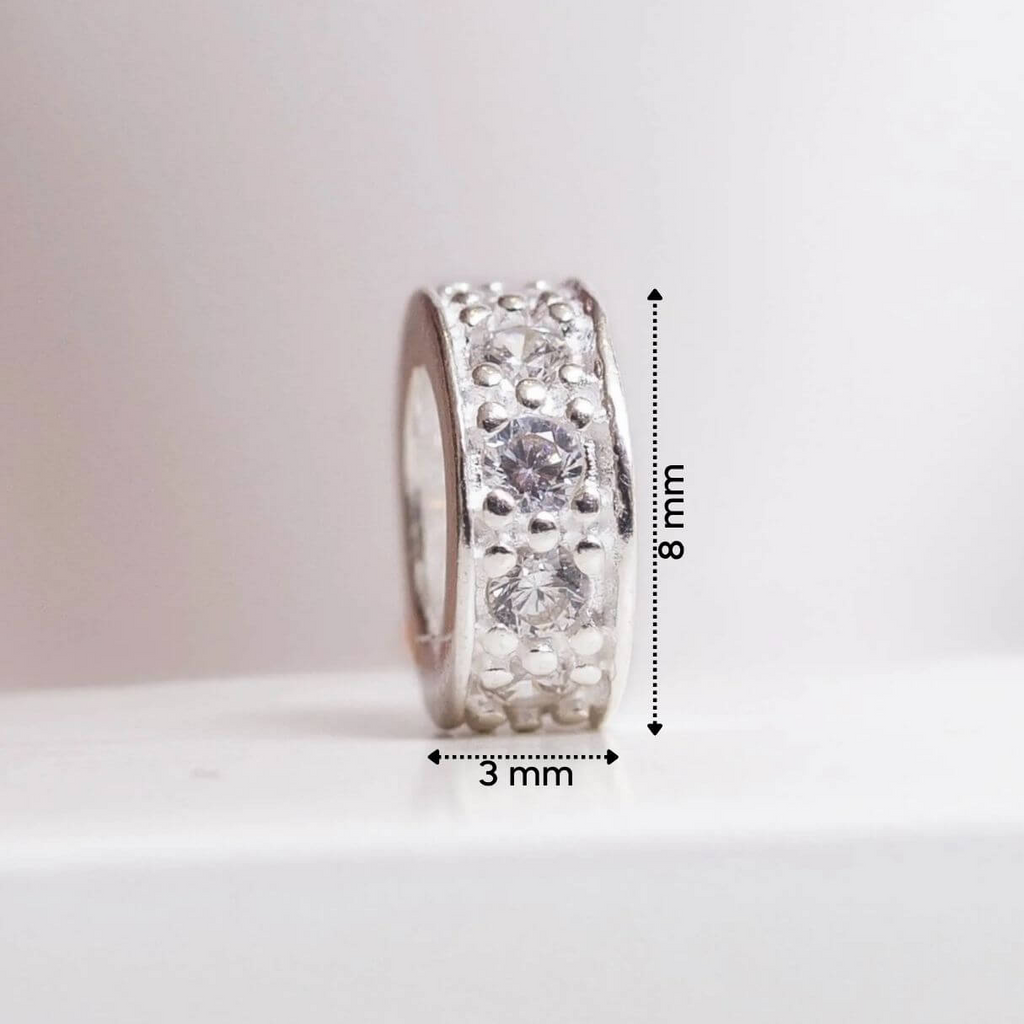 Berloque Mini Separador Zirconia Cristal Prata 925