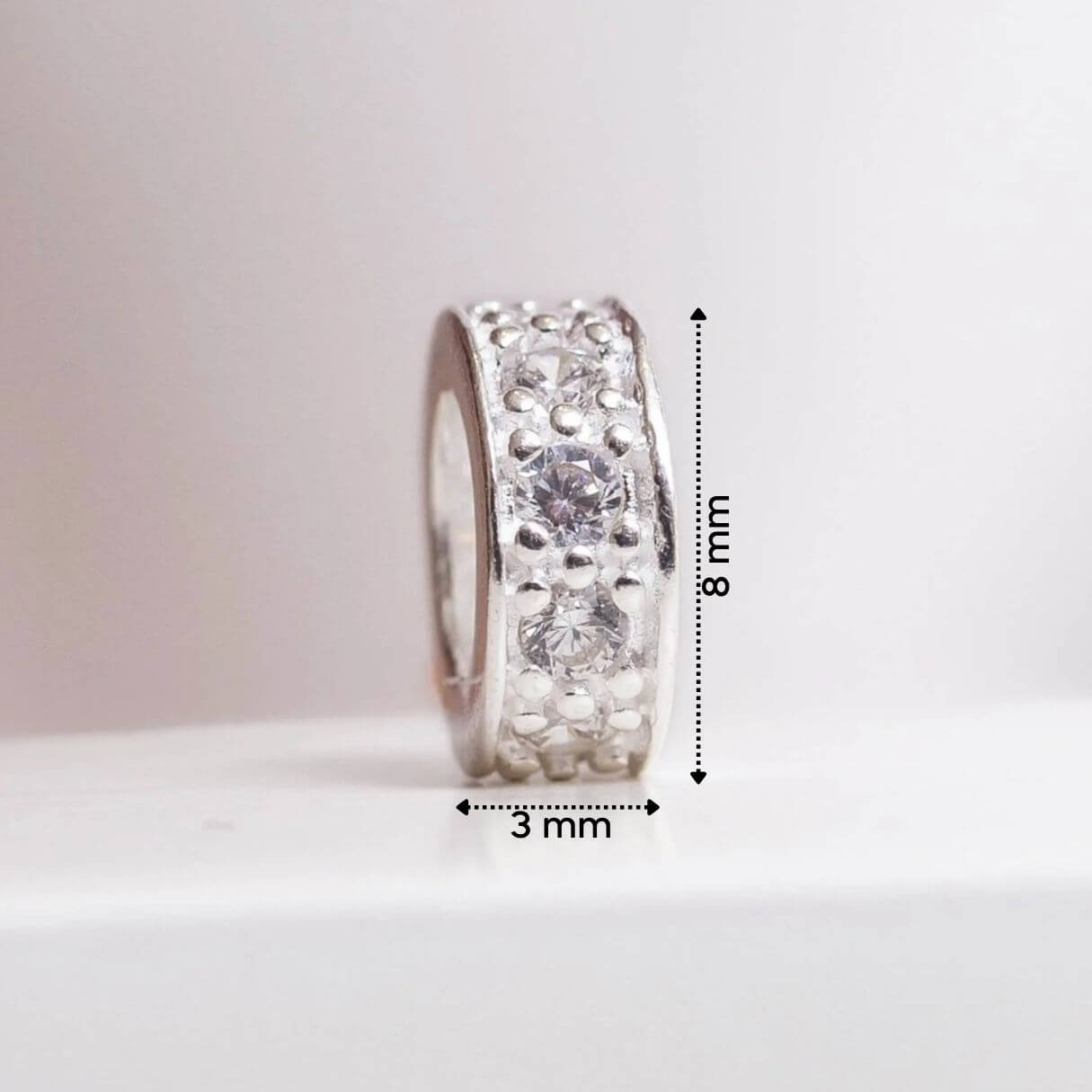 Berloque Mini Separador Zirconia Cristal Prata 925