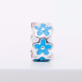 Berloque Mini Separador Flor Azul Prata 925