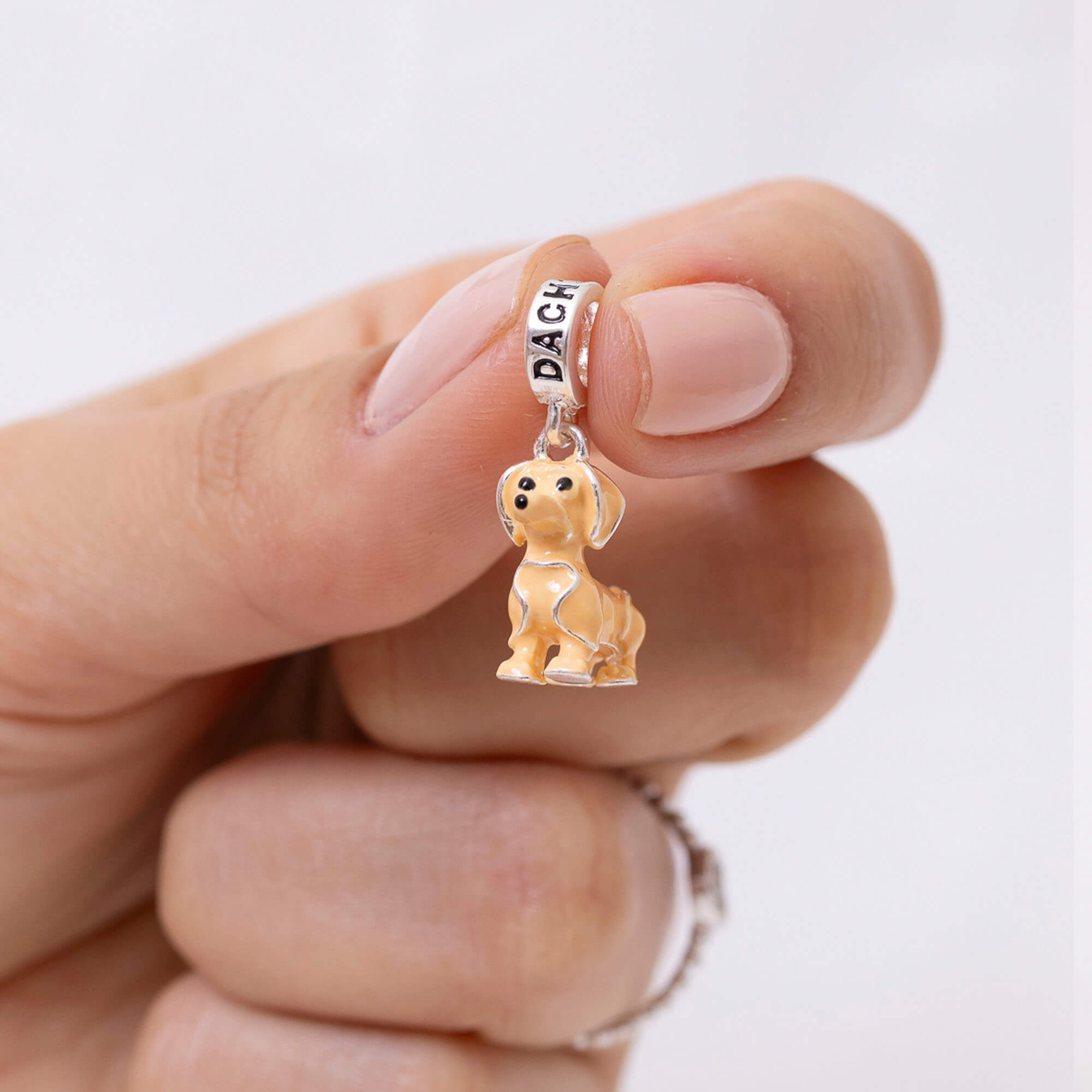 Berloque de Prata 925 Cachorro Dachshund Caramelo