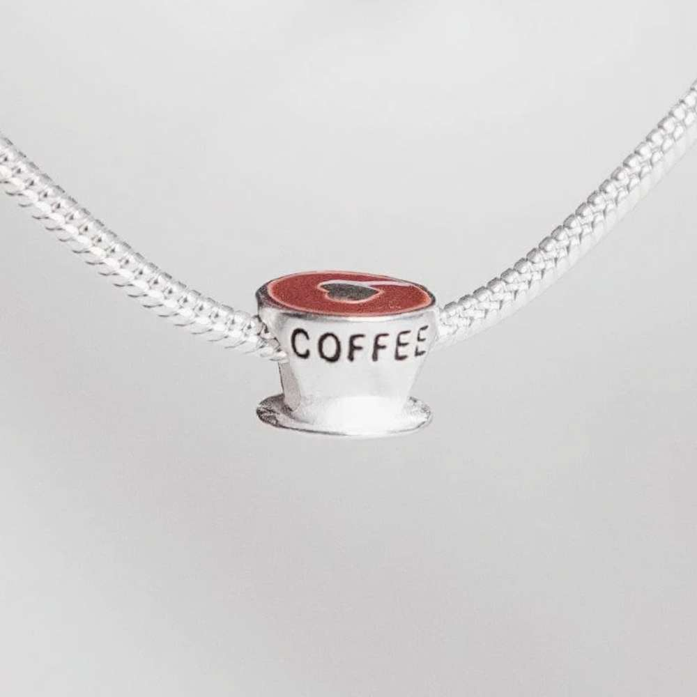 Berloque Café Coração Prata 925