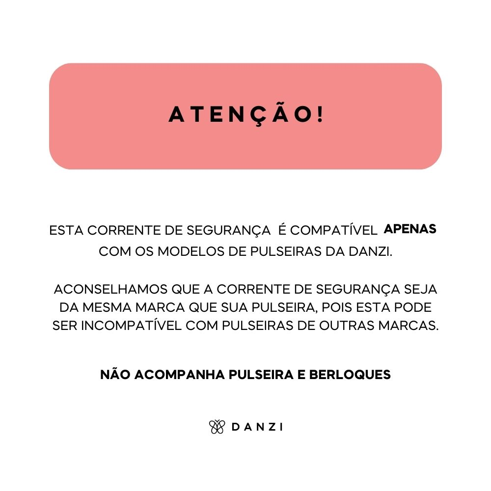 Corrente de Segurança Trava Silicone Prata 925