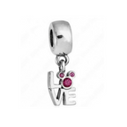 Berloque Love Ratinho com Zircônia Rosa Prata 925