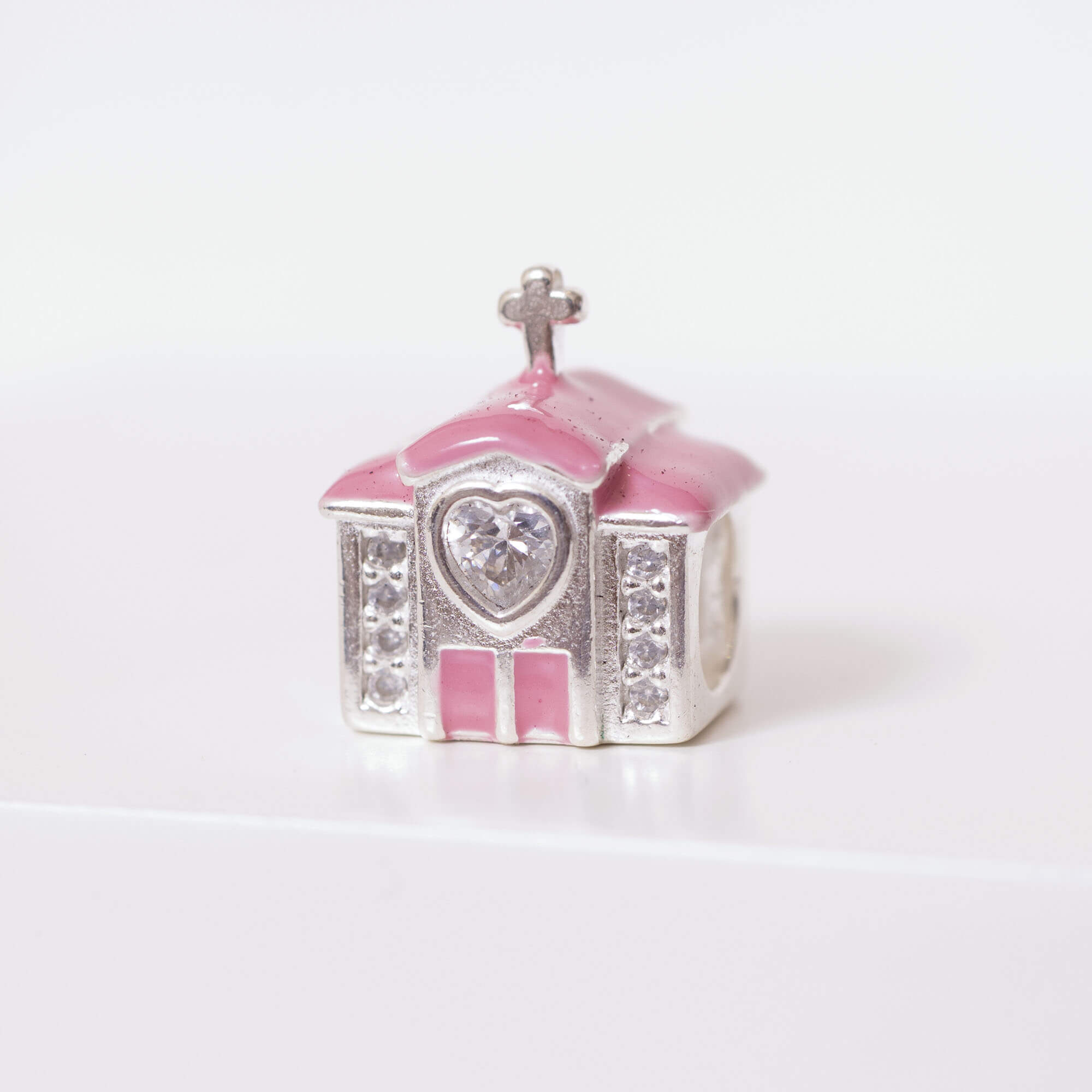 Berloque de Prata 925 Separador Igreja Rosa